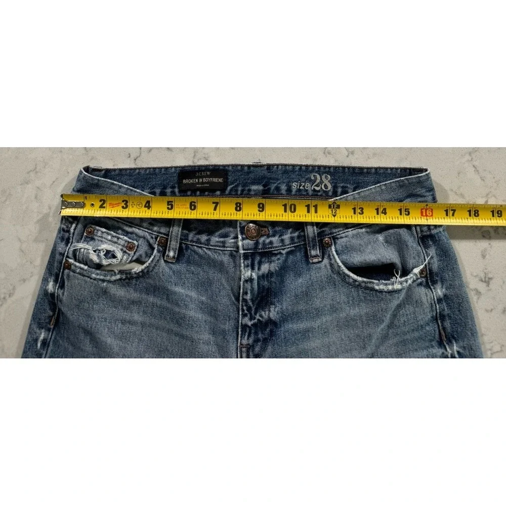 J.Crew Broken In Boyfriend Jeans Womens 28 Distressed Slim Straight Blue B0718